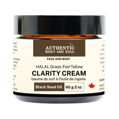 halal grass fed beef tallow and black seed oil clarity cream
